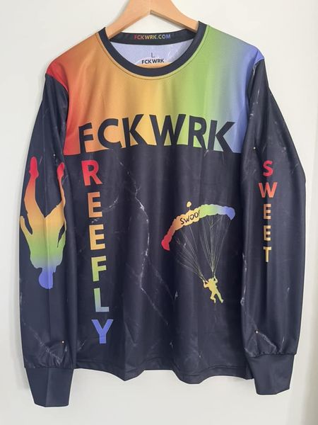 FREE SHIPPING!!! Rainbow Long Sleeve Dry Fit Polyester Skydive Sports Jersey